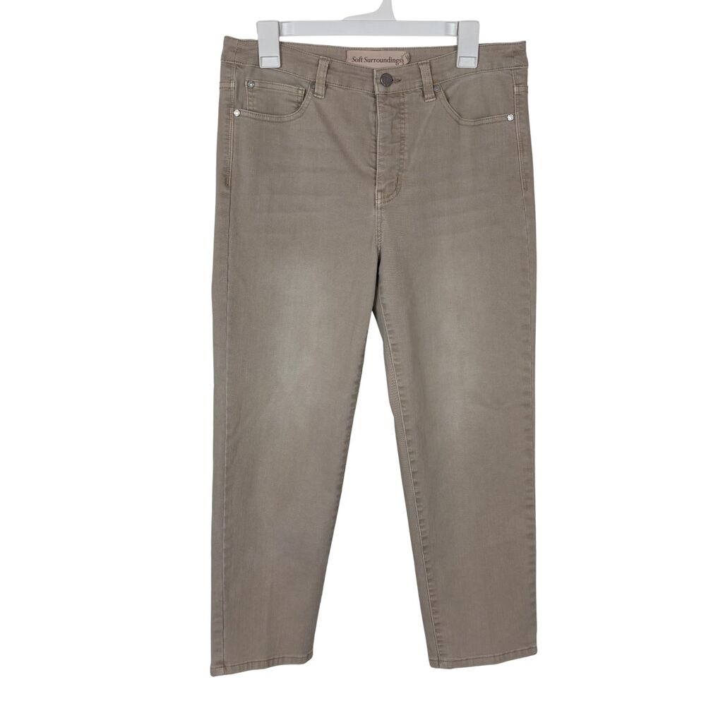 Soft Surroundings Cream Straight Leg Ankle Jeans Women’s Size 10 stain
